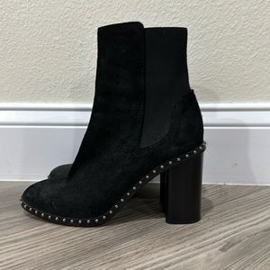 Rag & Bone Studded Romi Waxy Black Leather Size 8.5 Block heel Boots